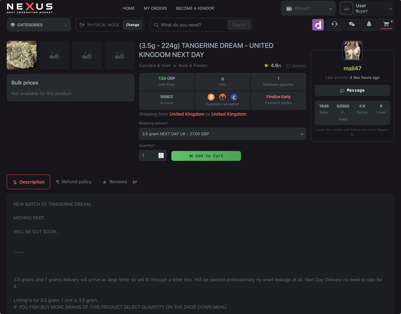 Nexus Market home page interface preview